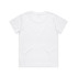 A plain white T-shirt with a simple design, featuring a logo on the front.