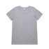 A grey t-shirt with a classic crew neckline and short sleeves. It features a logo on the label.