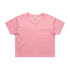 A pink crop tee with a loose fit and short sleeves, featuring a subtly placed logo.