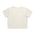 A light cream-coloured crop tee with short sleeves, featuring a plain back and a logo.