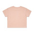 A light pink crop tee with short sleeves and a plain back. The shirt has a logo on the label.