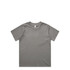A grey T-shirt with a plain design and a label inside. It features a logo at the neckline.