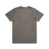 A faded olive green t-shirt with a classic crew neck and short sleeves, featuring a back view.