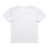 A white children's organic ribbed t-shirt with short sleeves and a plain back view. It features a brand logo.