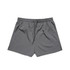 Active shorts in a solid grey colour with an elastic waistband and drawstring. Features a logo on the side.