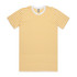 A striped tee in white and yellow, featuring a crew neckline and short sleeves. Includes a logo.