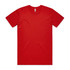 A red basic tee shirt with short sleeves and a crew neckline. It features a brand label at the neck.