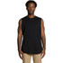 A black sleeveless tank top with a plain design, featured on a model. The product has a logo.