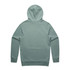 A green premium hoodie with a hood and raglan sleeves, featuring a logo on the back.