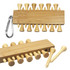 A bamboo golf tee set featuring multiple tees stored on a holder with a carabiner. The tees are natural wood colour.