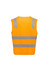 A unisex high visibility vest in bright orange with reflective silver stripes and a logo. Suitable for safety wear.