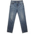 Straight jeans in a faded blue denim with a classic five-pocket design and a logo on the waistband.