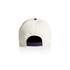 A two-tone cap featuring a white front and navy blue back, with an adjustable strap and a logo.