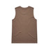 A brown sleeveless tank top with a plain back, featuring a logo at the neckline.