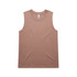 A sleeveless tank top in a muted brown colour featuring a simple design and a logo.