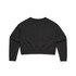 A black cropped jumper with long sleeves and a simple design, featuring a logo on the back.