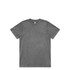 A grey stone wash t-shirt with a crew neckline and short sleeves, featuring a logo.