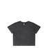 A cropped tee in a stone wash effect, featuring a classic round neckline and short sleeves in dark grey.