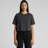 A black stone wash heavy crop tee with short sleeves displayed on a model. The product features a logo.