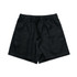 Linen shorts in black with an elastic waistband and drawstring. Features a simple, classic design.