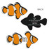 A novelty USB flash drive shaped like an orange and black clownfish, featuring a logo on the back.