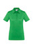 A women's polo shirt in a vibrant green shade with short sleeves and a button placket. Features a logo.