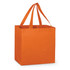 An orange tote bag with two sturdy handles, featuring a simple, spacious design.