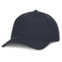 A dark-colored baseball cap with a classic curved brim and adjustable strap at the back.