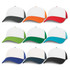 A collection of Cruise Mesh Caps featuring white fronts with various coloured mesh sides: black, orange, red, green, teal, navy, and blue.