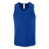 A blue men's tank top with a label and no additional design details or graphics.