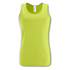 A vibrant lime green women's tank top featuring a logo and a sleeveless design.