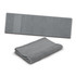 A folded gray gym towel and a flat, unfolded gray gym towel, designed for sports and leisure activities.