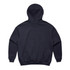 A dark navy hoodie with a spacious hood and ribbed cuffs and hem. The back features a plain design and a logo.