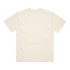 A plain cream T-shirt featuring short sleeves and a crew neck, with no visible design on the back.