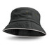 A black bucket hat with a white sandwich trim, featuring eyelets for ventilation.