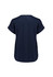 A navy short sleeve blouse with a relaxed fit and rolled sleeves, featuring a solid design and no visible branding.