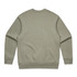 A sage green jumper with a crew neck and long sleeves, featuring a plain back design and a small logo.