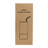 A drink bottle packaging featuring a tumbler design with a straw, in a neutral cardboard colour.