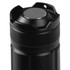 A black LED torch featuring a textured grip and a rounded top with a circular button. It has a logo on the surface.
