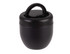 A vacuum food pod in matte black, featuring a textured handle and a secure lid. It has a logo on the side.
