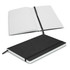 A black Hudson Notebook featuring a soft cover, blank pages, and a black elastic band closure.