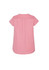 A pink women's V-neck blouse with short sleeves and pleat detailing at the back. The design is simple and elegant.