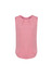 A pink, sleeveless blouse featuring pleat details, with a rounded neckline and a straight hem.