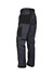A pair of dark grey multi-pocket work pants with various pockets and a black panel on the back.