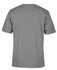 A grey t-shirt displayed from the back, featuring short sleeves and a simple design. It has a logo on the label.