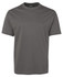 A green T-shirt with a round neckline and short sleeves. It features a logo on the neckline.