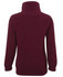 A burgundy polar fleece jacket with a high collar and long sleeves, featuring a logo.