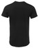 A black fitted T-shirt with short sleeves and a plain back design, featuring a small logo.