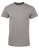A grey fitted T-shirt with short sleeves and a round neckline, featuring a logo.