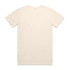 A beige, short-sleeved T-shirt with a plain back. It features a branding logo.